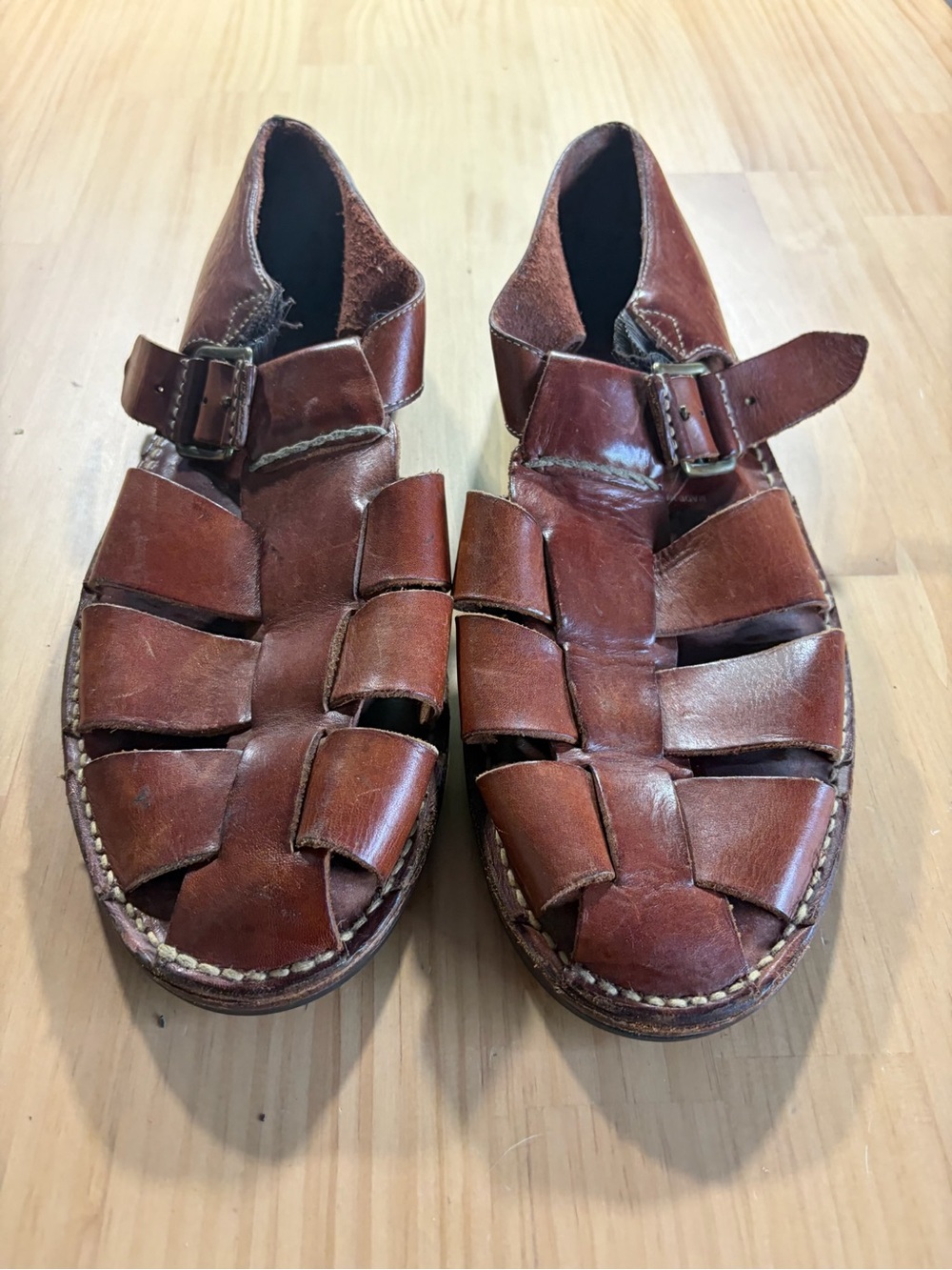 Cole Haan Brown Woven Leather Fisherman Sandals A6